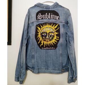 SUBLIME Reggae One of A Kind Upcycled Goodfellow & Co Denim Jacket Hand Sewn S L